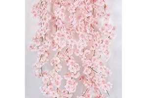 LIPJISL 4 Stück Künstliche Girlande Kirschblüten Kunstblumen Hängend Blumen Rosa Blumengirlande Künstlich für Hochzeit Fahrrad Wand Balkon Garten 1.8m