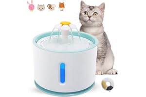 LTXDJ Cat Water Fountain, Ultra Quiet Fountain Cat Bowl with Water Level Window & LED Light, Automatic Pet Drinking Fountain with 1 Carbon Filter