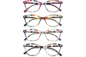 HEEYYOK Reading Glasses Women,Colorful Ladies Readers Glasses,Flexible Spring Hinge,4 Pack Lightweight Eyeglasses for Womens +3.00