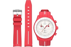 BONACE Pasek do zegarka Omega x Swatch MoonSwatch / zegarka Rolex / zegarka SEIKO 20 mm, miękka guma Omega X, Swatch Moonswatch Speedmaster, zakrzywiony, bez przerwy, pasek do zegarka księżycowego,