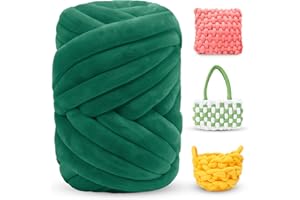 LEREATI Thick Chunky Yarn for Arm Knitting Jumbo Tube Soft Chunky Knit Blanket Velvet Yarn for Crocheting Handbags Hand Knitting Pet Bed Rugs Pillows Crafts (500g, Pine Green)