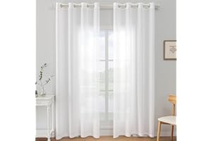 Ystyle Cortinas Salon Modernas 2 Piezas, Visillos Dormitorio Cortinas Translucidas Cortina Ventana, con Ojales De Comedor Habitacion, Voile Sala For Living Room, 140x245cm, Blanco