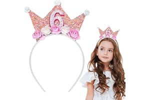 SUBTAVIK Fascia per capelli di compleanno, corona di compleanno per bambini da 4 a 6 anni, fascia per capelli di compleanno per bambine, corona di compleanno per ragazze, decorazioni di compleanno, regalo