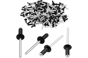 TXXATX 4.8x12 mm Aluminium Blind Rivets 120 Pieces Black Dome Head Pop Rivets Open End Rivet for Metal Wood Plastic Furniture Car Marine Verbindung und Befestigung