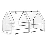 Outsunny Mini Small Greenhouse with Steel Frame & PE Cover & Zippered Window Poly tunnel Steeple for Plants Vegetables, 180 x