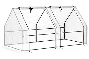 Outsunny Mini Serre de Jardin Mini Serre Tunnel 180L x 90l x 90H cm Toit Pointu Acier PE Haute densité 140 g/m² Anti-UV 2 fenêtres avec Zip enroulables Blanc
