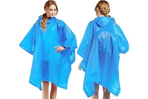 Kcmell Rain Poncho for Adult, 2 Pack Black Portable Waterproof Rain Ponchos for Women and Men, Reusable EVA Raincoat Emergency Rainwear with Hood for Hiking, Traveling, Outdoor Activities