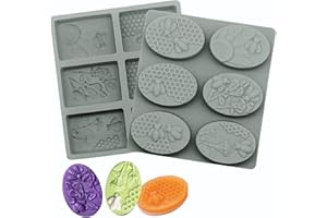 Lot de 2 Moulle à Savon Fait Maison, 3D Nid D'abeille Moules à Savon en Silicone pour Savon, Gâteaux, Cupcakes, Muffins, Bougies – Gris