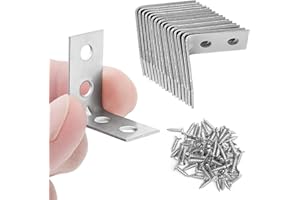 WINSOME Angle Brackets for Wood Corner Bracket Galvanised L Shaped Brackets for Fixing and Repairing Furniture, Small Shelves, Windows, and Cabinets | 25mm x 25mm 16 Pcs