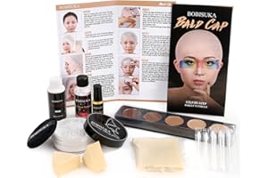 BOBISUKA Set Halloween per Uomini e Donne con Testa Pelata Finta e Calotta Pelata: Kappe in Lattice Realistica,Parrucca Glatze–Ideale per Cosplay,Palco,Teatro,Cinema,con Istruzioni