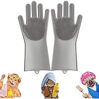 Gadgetbite Pet Wash Gloves Magic Silicon Gloves for Dogs and Cats with Scrubber for Pet Grooming