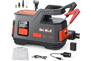 BIUBLE Booster Batterie 4250A, Compresseur d'air 150PSI avec Gonflage Rapide, Gonfleur Pneus Voiture, 12V Démarreur de Voiture (Tout Gaz ou 10L Diesel), Banque d'alimentation avec LED 400 Lumens
