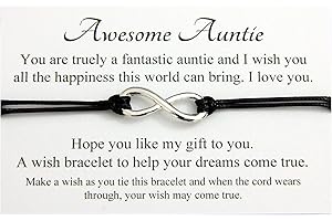 Lucor Aunty Auntie Aunt Gifts,Christmas Birthday Gift,Awesome Auntie Infinity Wish String Bracelet,Gift for Aunty,Aunt,Aunty from Niece Nephew