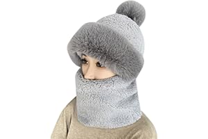 Lkdhuys Schalmütze Damen Winddichter Schal Hut 2 in 1 Frauen Flanell Schalmütze Winter Warm Ski Schal Damen Cycling Headwear Cap Ohrschutz Winddicht Hut Schal