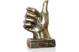 LEPENDOR Golden Polyresin Hand Gesture Desk Statues Finger Sculpture Decor - Golden Thumbs up Sculpture