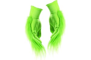 QIZHIQIAMY Grüne Gloves, Grüne Handschuhe, Pelzige Hand Handschuhe, Grüne Pelzige Handhandschuhe, Weihnachten Kostüm Erwachsene, Costume für Weihnachten, Halloween, Cosplay