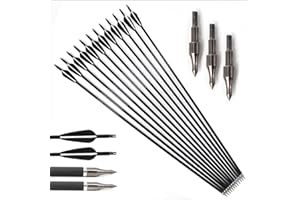 ACCMOS 28/30 Pollici Tiro con L'Arco Freccia di Carbonio 500 Spine, Broadhead Sostituibile Caccia e Pratica Tiro Frecce per Arco Lungo/Composto/Arco Ricurvo