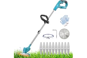 MAENGRE Cordless Strimmer String Grass Trimmer, 18V Compatible with Makita DUR181Z, Lightweight with 10xMetal Blades & 1X Saw Blade Body only No Battery