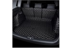 YQZYF VollstäNdige Einkreisung Auto Kofferraummatte Leder Mat FüR Hyundai Santa FE (Type TM) SUV 2018-2023, Langlebiges Wasserdichtes Allwetter Xpe Leder Kofferraumwanne Schmutzfangmatte, Car ZubehöR