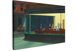 MuchoWow© Impression sur Toile Decoration Murale Peinture 120x80 cm Reproductions de Tableaux Célèbres Décoratif Muraux Décoration Chambre Engoulevent - Edward Hopper