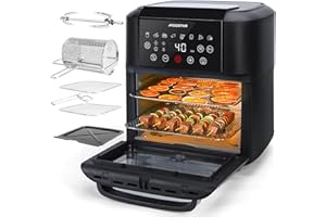 Aigostar Owen - Friggitrice ad aria da 12 litri, Forno ad aria multifunzione, 1700 W, Touch screen LED, 8 modalità preimpostate, include 7 accessori, sistema rotante, BPA FREE