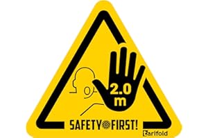 DJOIS Tarifold Es 197855 - Confezione 4u. Segnaletica adesiva per pavimento "Stop, mantenere la distanza di sicurezza" - antiscivolo e resistente, 150 x 170 mm, colore giallo/nero, 4 U.