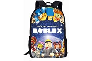 Ubephant 17in Roblx Mochila, Roblx Backpack, Azul para Niños Estudiantes de Primaria Niños Mochila R-oblx Regalo de Mochil de Niño y Niña