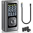 Syncwire Tyre Inflator Portable Air Compressor - 150PSI Faster Inflation Air Pump Electric Smart Pump Tyre Inflator for Car, Motorcycle, Bike & Balls, with Tyre Valve Caps, Extra-large LCD, Auto-off