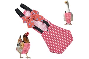 CREATCABIN Pet Duck Diaper Poultry Diapers Pink Polyester Waterproof Adjustable Washable Ducking Nappy Clothes Supplies with Bow Tie for Indoor Chickens Goose Hens Accessories 9.45 x 4.33 Inch