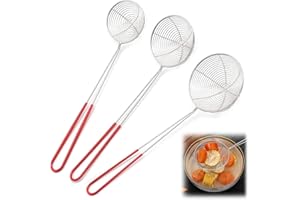 VMINOG Scolapasta in Acciaio Inox 3 Dimensioni Cucchiai Schiumatoio Setaccio a Ragnatela Filtro Mestolo Cucchiaio E Schiumarola Adatta per Cucinare in Cucina,Grigliare
