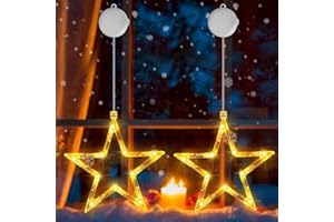 OUILA LED Sterne Weihnachtsbeleuchtung, Weihnachtsdekoration Lichter Lichterkette Batteriebetrieben mit Saugnäpfe Funkel LED Weihnachtslichter mit Timer Weihnachtsbeleuchtung Weihnachtsdeko(Warmweiß)