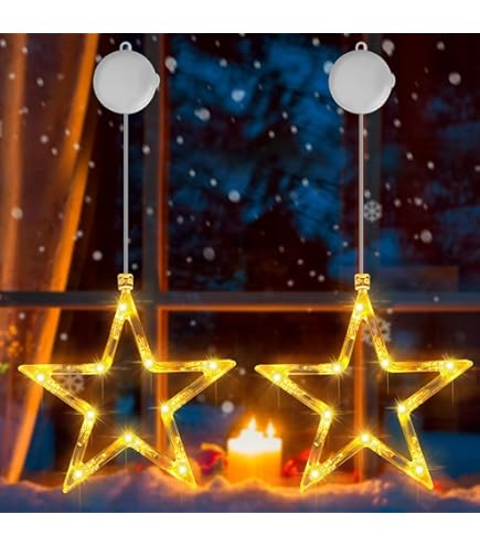 3x LED Stern Lichter Für Weihnachten | Batteriebetrieben Mit Timer | Fensterdeko