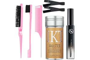 BEAUTY SEARCHER Set de depilación y alisado de 7 piezas para mujer - set de peinado para cabello rebelde y grueso con barras de cera, barras de alisado, peines, bandas elásticas(peine rojo)