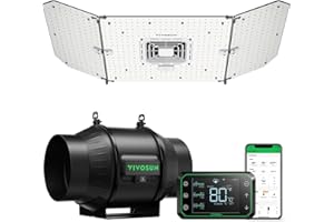 VIVOSUN Sistema de Cultivo Inteligente con Luz de Cultivo LED AeroLight A200SE y Ventilador de Circulación, Ventilador de Conducto en Línea AeroZesh T6 408 CFM, Controlador WiFi GrowHub E42A