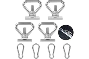 Ledoo 4Pcs Lashing Eyelets for Load Securing, Secure Lashing for Luggage with 4Pcs Carabiner Hook and 4Pcs Washers and 4Pcs Silicone Washers Compatible with VW T5 T6(M10)