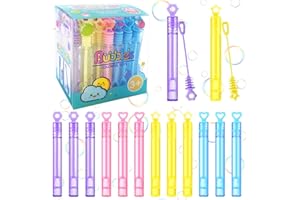 TOPJOWGA Pompas de Jabón, 48PCS Burbujas de Jabon Niños, Varita de Burbuja, Tubos para Crear Burbujas de Jabon para Bodas, Burbujas de Fiesta para Exterior Interior, Juguetes para Niños y Niñas