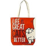 Handy Cotton Zip Up Shopping Bag - Simon's Cat Life is Great CBAG61