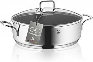 WMF Schmorpfanne 28 cm hoher Rand, Bräter Induktion, Schmortopf mit Deckel 5,0l, Pfanne Induktion, Cromargan Edelstahl beschichtet, backofengeeignet, antihaftbeschichtet, hoher Rand
