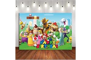 MIZT Mario Fotografie Hintergrund Amdieu Birthday Party Supplies MädchenPrinzessin Junge Kind Geburtstag Party Kuchen Tisch Dekoration Banner Hintergrund Foto Studio Requisiten, 1,5 x 1 m