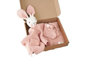 Livella Doudou Coniglietto con calzini - Puro cotone biologico - Copertina premium, copertina coccole, coperta a maglia - Morbidissima e traspirante - OEKOTEX® STANDARD 100 e certificata GOTS