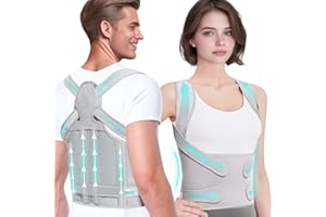MUMIK Correcteur de Posture pour Hommes Femmes, Redresse Dos Ceinture Dos Posture Réglable et Respirante pour Le Soutien Des épaules, Du Cou et Du Taille (Gris, M)