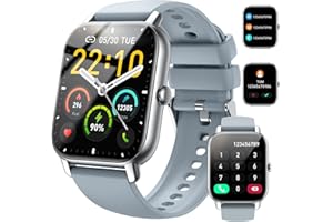 HOSGUBO Montre Connectée Homme Femme, 1,85" HD Bluetooth Smartwatch avec Réponse/Appels, 110+ Modes Sport Montre Connectee Etanche IP68, Cardiofréquencemètre/SpO2/Sommeil/Podometre, Smart Watch pour Android.