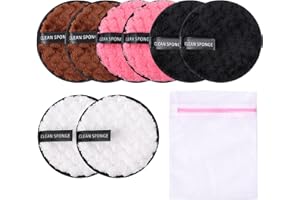 ASFACUPUTURE 8 Pcs Coton Demaquillant Lavable,Tampons Démaquillants Lavable Coton,Disque Démaquillant Réutilisable Avec Sac pour nettoyer,Disponible pour Nettoyage du Visage(Couleur aléatoire)