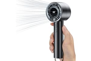 JATEKA Tragbare Mini-Ventilator mit 5 Geschwindigkeiten und USB-Ladeanschluss, LED-Display zeigt Windgeschwindigkeit und Leistung, 3000 mAh für Büro und Reisen