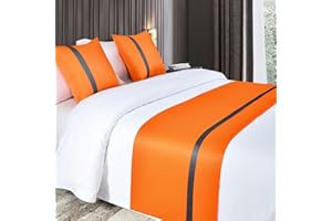 QRGMKL Silky Soft Bed Runners Solid Color Bed Scarf Bed Runner for Foot of Bed Contrast Color Bedspread Hotel Bedding Protector-Orange||210X50cm for 1.5m Bed