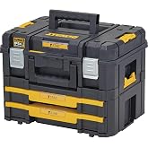 DEWALT DWST83395-1 Multi-purpose Suitcase + Double Chest TSTAK Combo, Metal Closures, Load Capacity 30 kg, Removable Dividers