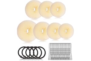 WEHOOM Hair Bun, 7 Stück Haardonut, Duttkissen Groß, Hair Bun Maker, Dutt Hilfe, mit 5 elastischen Haarband, 20 U-Form Haarspange Haarnadel Geeignet für Haartänzerinnen Frauen(Beige)