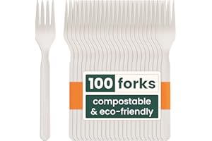 HAAGO Zestaw sztućców PLA 100 widelców - wielokrotnego użytku, nadają się do mycia w zmywarce, wytrzymałe sztućce na imprezy, wesela, wydarzenia, do gorących i zimnych potraw - białe 18 cm / 7 cali