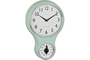TFA Dostmann analog retro väggklocka med timer, 60,3073.20, äggklocka upp till 60 min, köksklocka, inklusive kvartsur, med gl