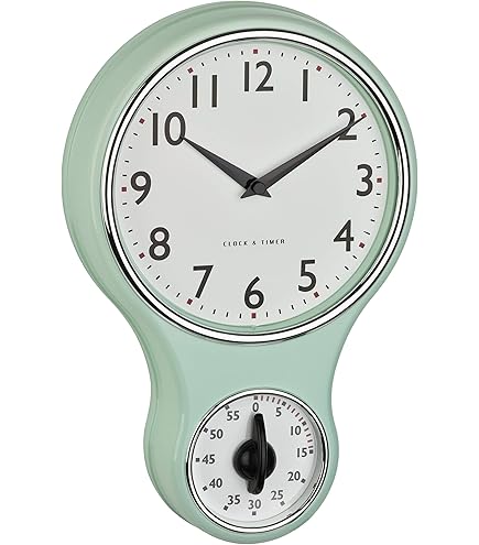 Orologio Da Parete TFA Dostmann Retro 60.3540.04 - Radiocomandato, Metallo Verde, Diametro 27 Cm